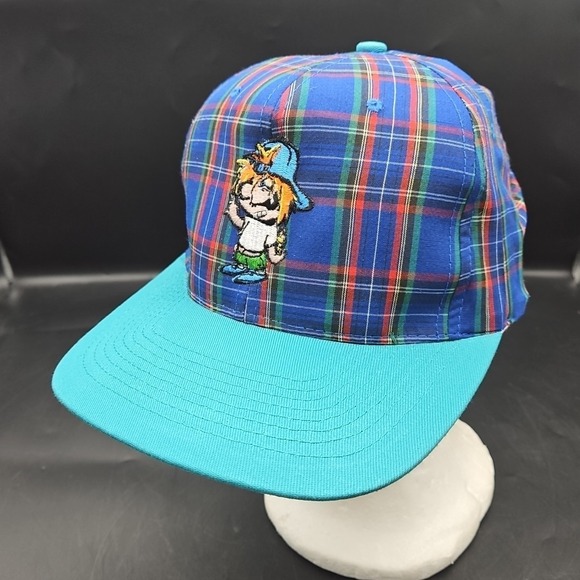 Vintage Ugly Kid Joe Band Hat Cap Plaid Blue Snapback UKJ 90s KC Caps One Size - Picture 1 of 10